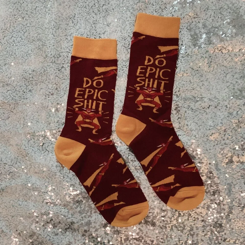 Do Epic Shit Socks | Superhero Illustration Funny Crew Socks